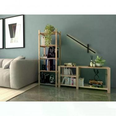 Imagem de Conjunto Estante Para Escritório Moderno 140X50Cm Novo Até 15Kg E Aparador Organizar 100% Pinus Atem