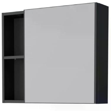 Imagem de Espelheira Ameixa 1 Porta em Aço com Armário 2 Nichos Externos 60CM Preto Cozimax