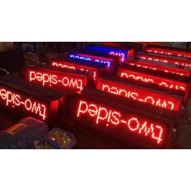 Imagem de GOWE Tela móvel LED cor vermelha, dois lados, programa de teclado IR, dois lados, passo 10 mm, 16 x 64 pixels, exterior, visor miniLED