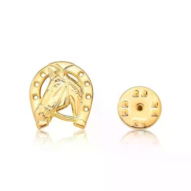 Imagem de Broche/ Botton Cavalo com Ferradura Revestido em Ouro - VL ACCESSOIRES