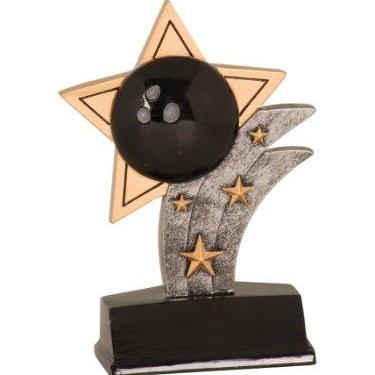 Imagem de Prêmio de troféu esportivo de boliche de 13,8 cm - 5 suporte de inserção de 5 cm Resina estrela, medalhas esportivas e troféus de esportes. Troféu de jogador com nome gravado personalizado