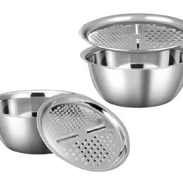Imagem de Kit .. Tampa Ralador E Tigela para Salada, Inox, Multifuncional para Cozinha.. São 2 peças. 24,5X 10,5 X Aprox.