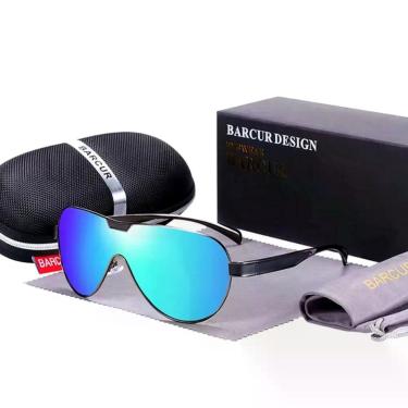 Imagem de Óculos De Sol Masculino Com Lentes Polarizadas Design Esportivo Azul