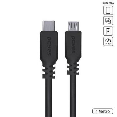 Imagem de Cabo para Celular Smartphones USB Tipo C para Micro USB 2.0 1 Metro Pr
