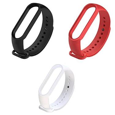 Imagem de Kit 3 Pulseiras Extras Silicone Compatível Mi Band 6 (Preto/Vermelho/Branco) [Coronitas Acessorios]