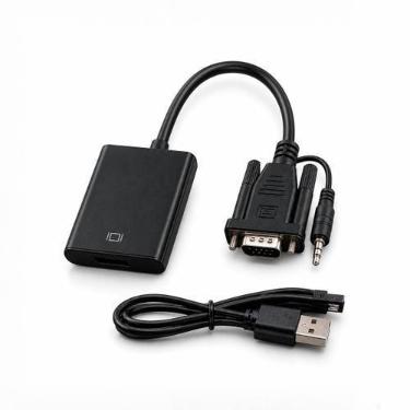 Imagem de Conversor VGA para HDMI com Áudio P2 e Alimentação USB para TV e Proje