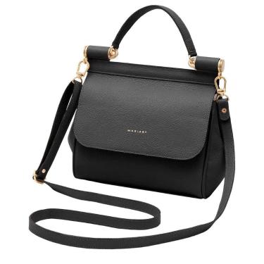 Imagem de Bolsa de Couro Mariart Camélia, Preto