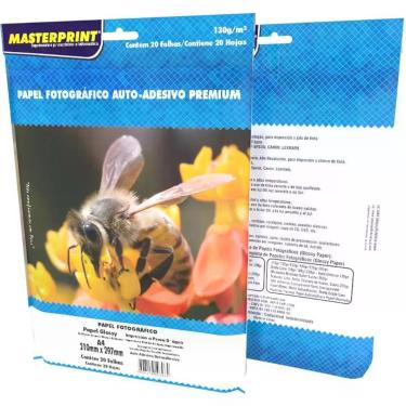 Imagem de Papel Fotografico INKJET A4 GLOSSY Adesivo 130G - Masterprint
