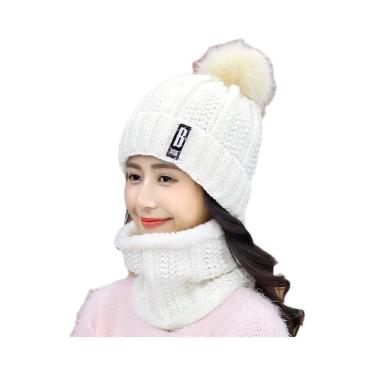 Imagem de Conjunto De Gorro E Cachecol De Inverno Feminino Em Tricô Grosso E Que