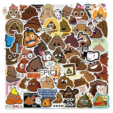 Imagem de Adesivos de vinil UoyYelly Funny Poop impermeáveis para laptop, 60 uni