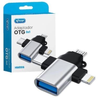 Imagem de Adeptador OTG 3 Em 1 USB para Lightning/ Tipo C / V8 Universal Multifu