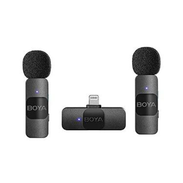 Imagem de Microfone de Lapela Sem Fio Boya By-v2 para iOS Conexão 2,4Ghz Preto Alta Sensibilidade Conexão Estável Design Compacto Ideal para Gravações e Lives Profissionais