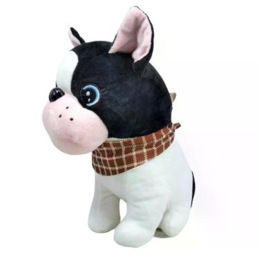 Imagem de Cachorro Pelúcia Preto Branco 26 Cm Altura