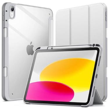 Imagem de JETech Capa Protetora para iPad (A16) 11.ª/10.ª Gen, Prata | Para 2025/2022 Modelo, Traseira Transparente, Porta-Pencil, Suporte de Três Dobras