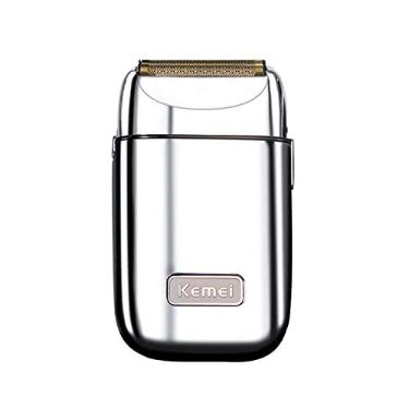 Imagem de KEMEI Aparadores Elétricos Profissionais para Homens, Barbeador Elétrico Recarregável USB, Lâminas de Titânio de Lítio, Aparador de Barba Facial (TX1 Prata)