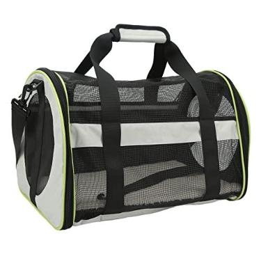 Imagem de Bolsa de Transporte para Cães, Estrutura de Ferro, Entrada Lateral, Bolsa de Viagem para Animais de Estimação Com Zíper, Boa Ventilação, Portátil para Piquenique (Cinza claro)
