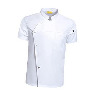 Imagem de Chef Masculino Feminino Manga Macacão para Serviço de Alimentação para Garçom de Bufê, Tamanho XL Branco