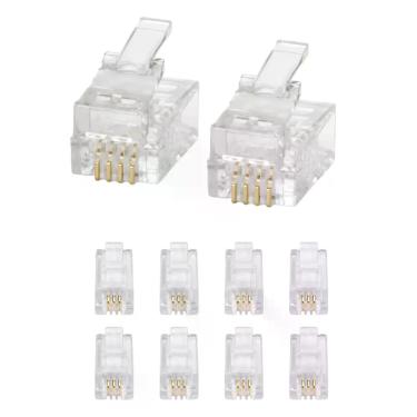 Imagem de 100 conector rj11 macho 4 vias - IMPORTADO