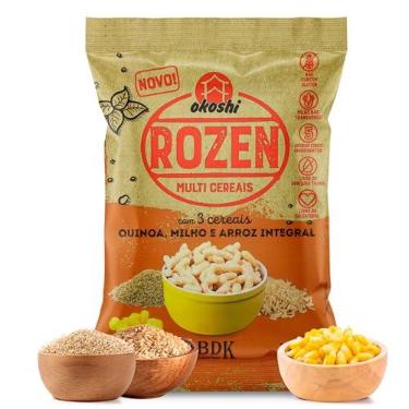 Imagem de OKOSHI - Rozen Multicereais - Snacks Saudáveis de Baixa Caloria, Lanches Fit para a Dieta, Salgadinho Japonês - Vegano, Sem Glúten, Sem Lactose, Sem Gordura Trans, Kosher - 40g
