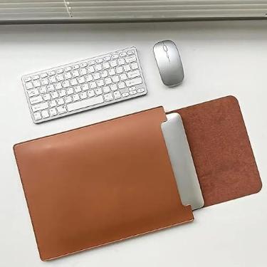 Imagem de Case estilo Bag em couro para Notebook Macbook e Ultrabook até 15,4 polegadas - Suporte elevado para seu equipamento, trabalhe mais confortavel - Designe premium Office (Caramelo)