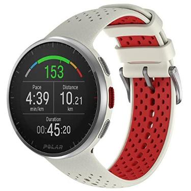 Imagem de Polar Pacer Pro Branco e Vermelho - Relógio com GPS avançado, Design ultraleve e botões aderentes, Programas de treino e recuperação, Monitor de FC, Contraste de tela aprimorado, Controles de música