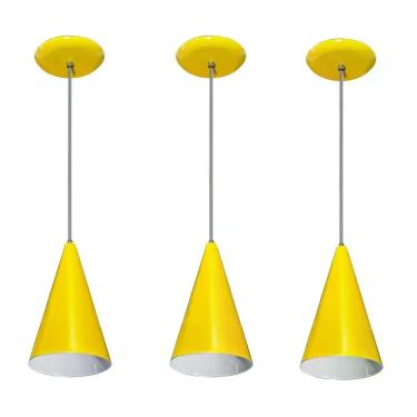 Imagem de Lustre Pendente Balcão Cozinha Amarelo 03 Un