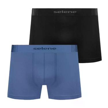 Imagem de Kit 2 Cueca Infantil Selene Sem Costura e Respirável Boxer, Preto e az