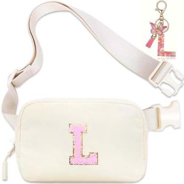 Imagem de Bolsa de cinto inicial para meninas - Pochete feminina de 8 a 12 anos Presentes de aniversário para adolescentes Pochete pequena Pochete infantil da moda L