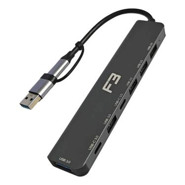 Imagem de Adaptador Hub USB USB-C com 5 USB 3.0 2 Tipo C JC-TYC-710 7 em 1 - F3