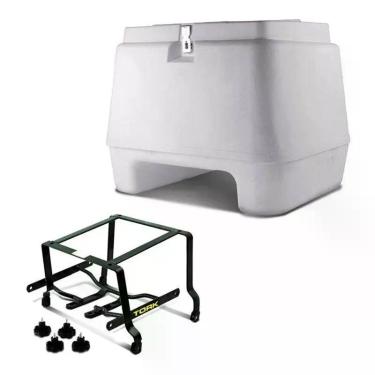 Imagem de Baú Bauleto Pro Tork 135 Litros Branco + Suporte Motos, BRANCO, BIZ 11
