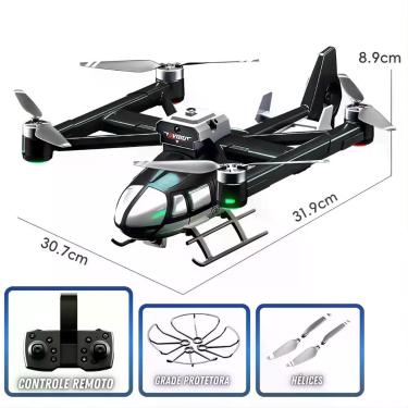 Imagem de Drone Quadricóptero Formato Helicóptero com Câmera e Controle Remoto -