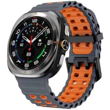 Imagem de SPINYE Pulseiras de relógio compatíveis com Samsung Galaxy Watch Ultra de 47 mm, sem lacunas, macia, respirável, de silicone oceânico, pulseira de reolacement para Galaxy Watch 7 Ultra de 47 mm (2024