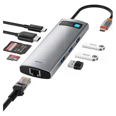 Imagem de Adaptador Hub 8 Em 1 Baseus Usb C Dock Station Hdmi 4k Usb 3.0