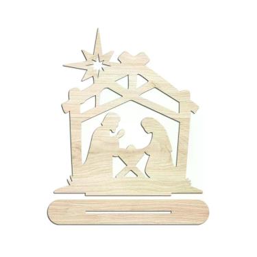 Imagem de Presépio 01 Com Base 18cmx20cm - Cria Arte Laser Madeira Clara