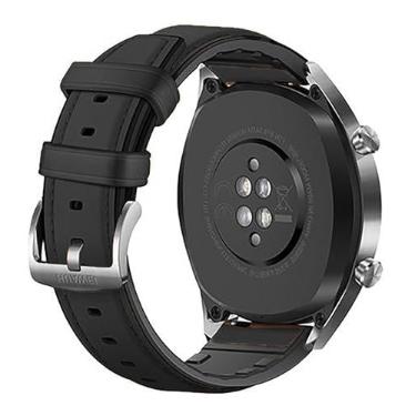 Imagem de Pulseiras de couro compatíveis com Galaxy Watch Ultra de 47 mm 2025/2024, pulseira de couro respirável com silicone para homens e mulheres, preta