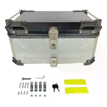 Imagem de Bau Moto Bauleto Universal 65l Com Base Traseiro Aluminio - Navetec