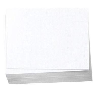 Imagem de Hamilco Papel branco texturizado de linho 12 x 18 cm, cartolina em branco, cartolina plana, capa de 36 kg – pacote com 50