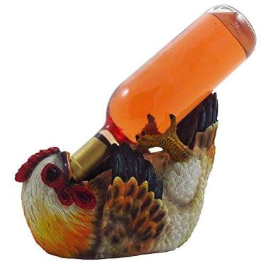 Imagem de Estátua de suporte de garrafa de vinho de galinha para decoração de cozinha de fazenda de campo suportes e prateleiras de vinho de mesa e presentes de galinha decorativos colecionáveis para agricultores
