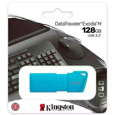 Imagem de Pendrive Kingston Exodia m 128GB USB 3.2 200MB-s Tampa Giratória Azul
