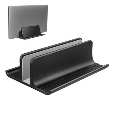Imagem de Vaydeer Suporte vertical 3 em 1 para laptop, suporte de alumínio para mesa com base ajustável, organizador que economiza espaço para todos os MacBook, Surface, Samsung, HP, Dell, preto de até 43,9 cm
