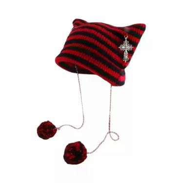Imagem de Gorro De Lã Tricotado Com Orelhas De Diabo Y2K Para Mulheres, Estilo H