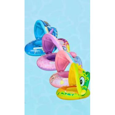 Imagem de Boia Bote Bebê Infantil Inflável Fralda Verde Amarelo Dino - Congratul