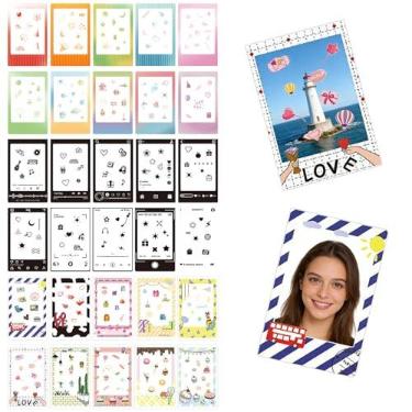 Imagem de Pacote com 30 adesivos de borda de foto de 7,6 cm, compatível com Fujifilm Instax Mini EVO/LiPlay/SE/12/11/9/8/7S/40/41/70/50S/90 e Polaroid – molduras de filme instantâneo 2x3, adesivos autoadesivos