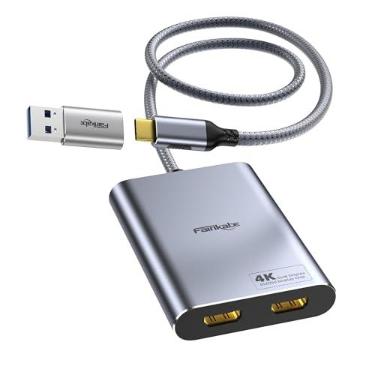 Imagem de Divisor USB C para Dual HDMI Display estendido, USB 3.0 para adaptador de monitor duplo 4K60Hz para Mac M1 M2 M3, adaptador DisplayLink para monitores duplos (para MacBook, MacBook Air, MacBook Pro),