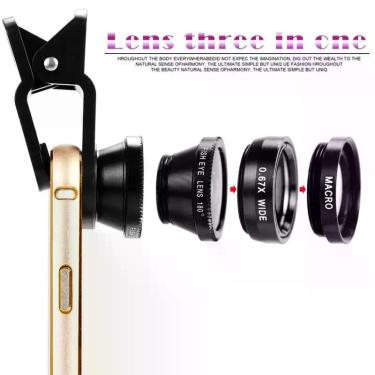 Imagem de Lente Para Celular De Alta Resistência - Kit 3 em 1 Universal Fish Eye