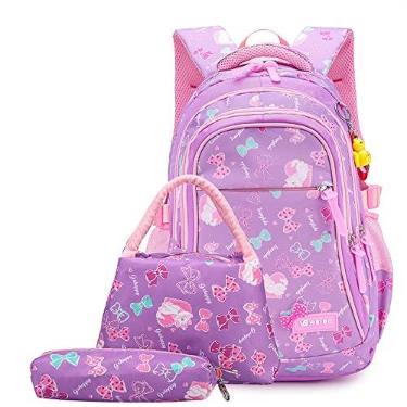 Imagem de Conjunto de mochila escolar Cicilin com lancheira e estojo de lápis, Roxa, Medium