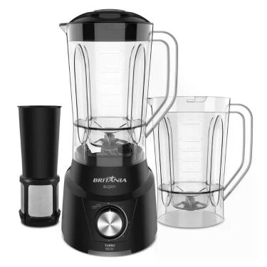 Imagem de Liquidificador Britânia BLQE01 900W 2,6L com 2 Copos Faca Inox Autolimpeza 4 Velocidades Preto