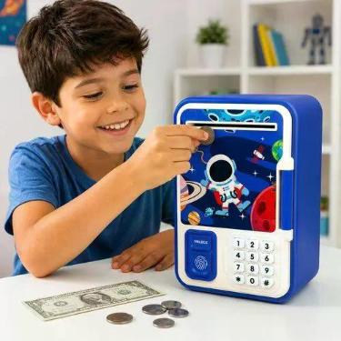 Imagem de Cofrinho Infantil Digital Seguro Senha Impressao Digital Protecao Dinh