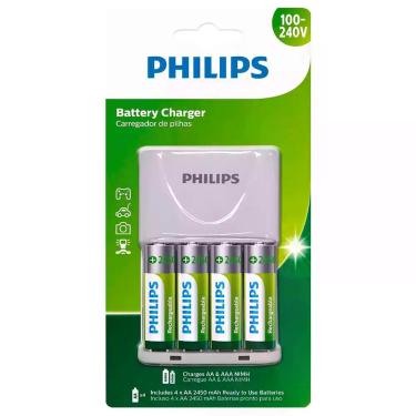 Imagem de Carregador Scb Philips (01 Carregador E 04 Un Pilhas Aa)