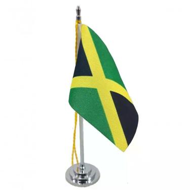 Imagem de Mini Bandeira De Mesa Da Jamaica 15 Cm Poliéster